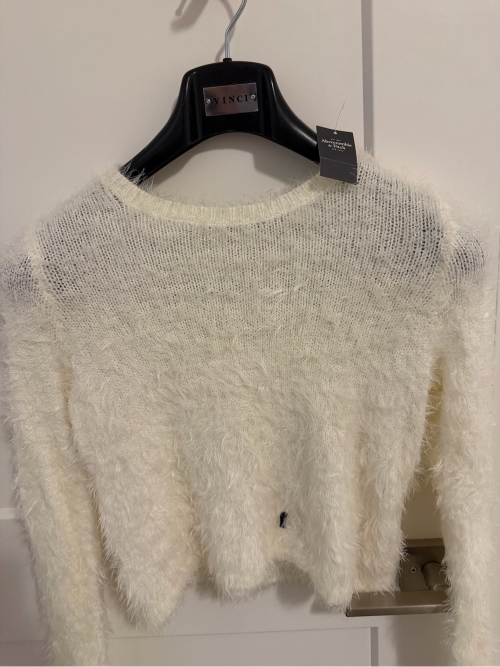 Abercrombie & Fitch Ivory Fuzzy Crewneck Sweater